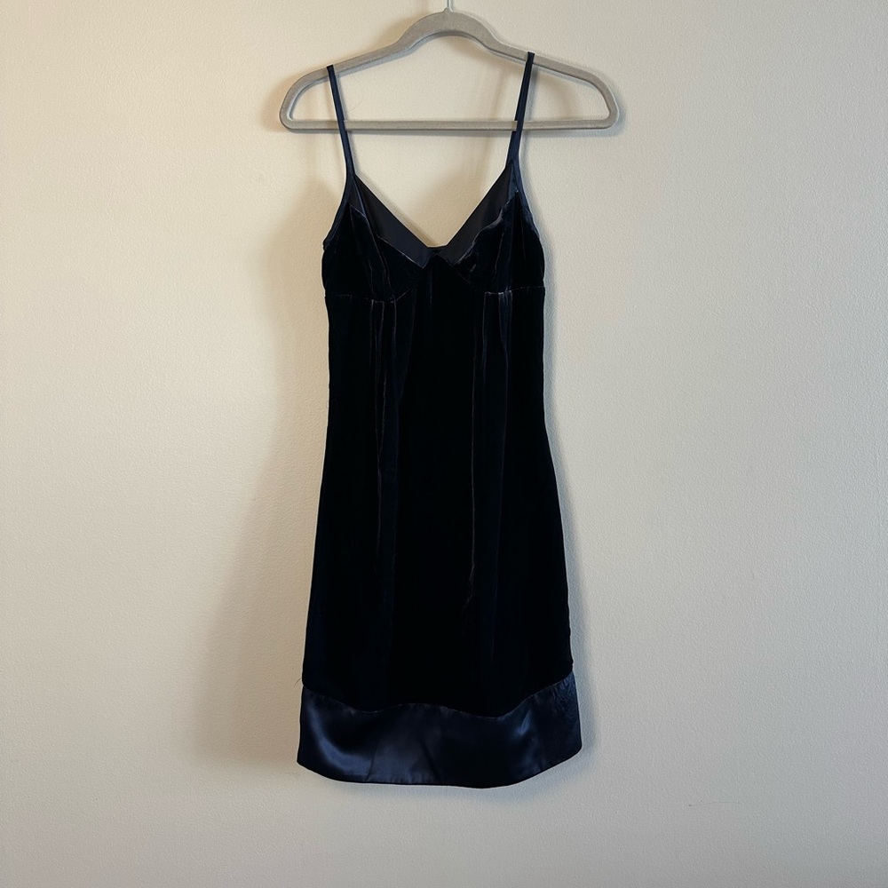 Vintage Babydoll mini dress in Dark Blue Velvet size XS